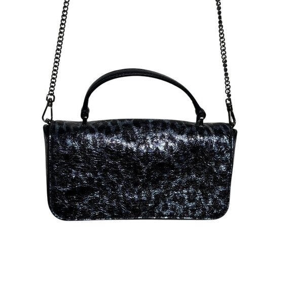 Kate Spade Market crossbody Top Handle Bag Collins Leopard Metallic Blue Sample - Picture 6 of 12